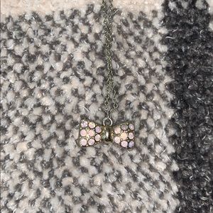 Bow tie pink stone necklace